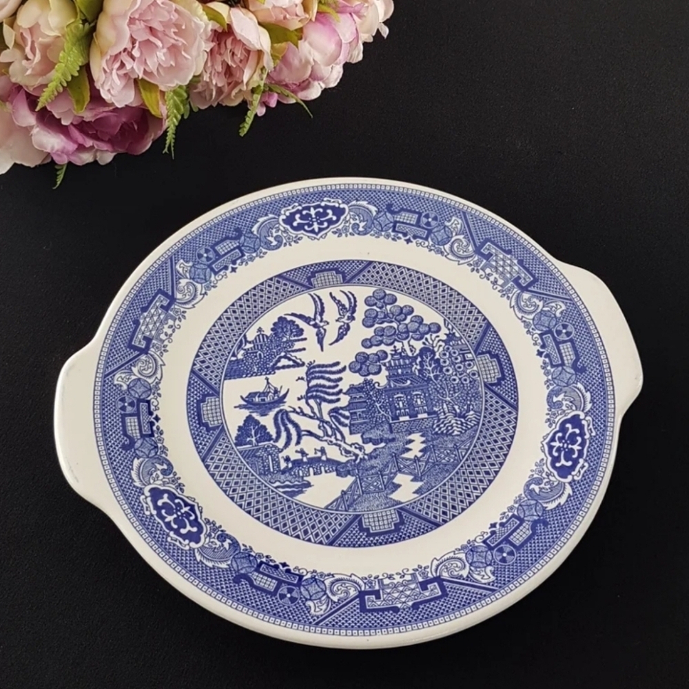 Blue Willow Ware Round Platter, 11 inch, Royal China Company, Made in USA, 1940s